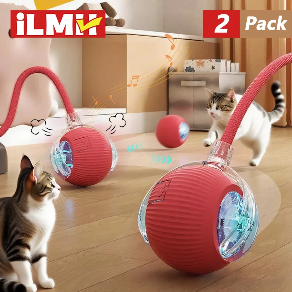 Pelota Interactiva Automática con Cola para Gatos (Recargable)