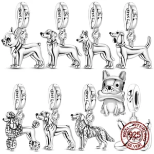 Dije de Plata 925 con Figura de Perro (Varias Razas)