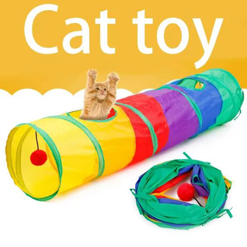 Túnel Plegable para Gatos con Pelota